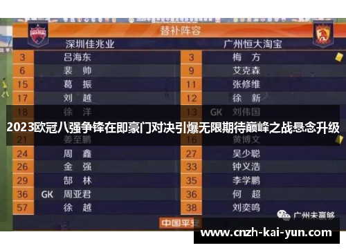 2023欧冠八强争锋在即豪门对决引爆无限期待巅峰之战悬念升级